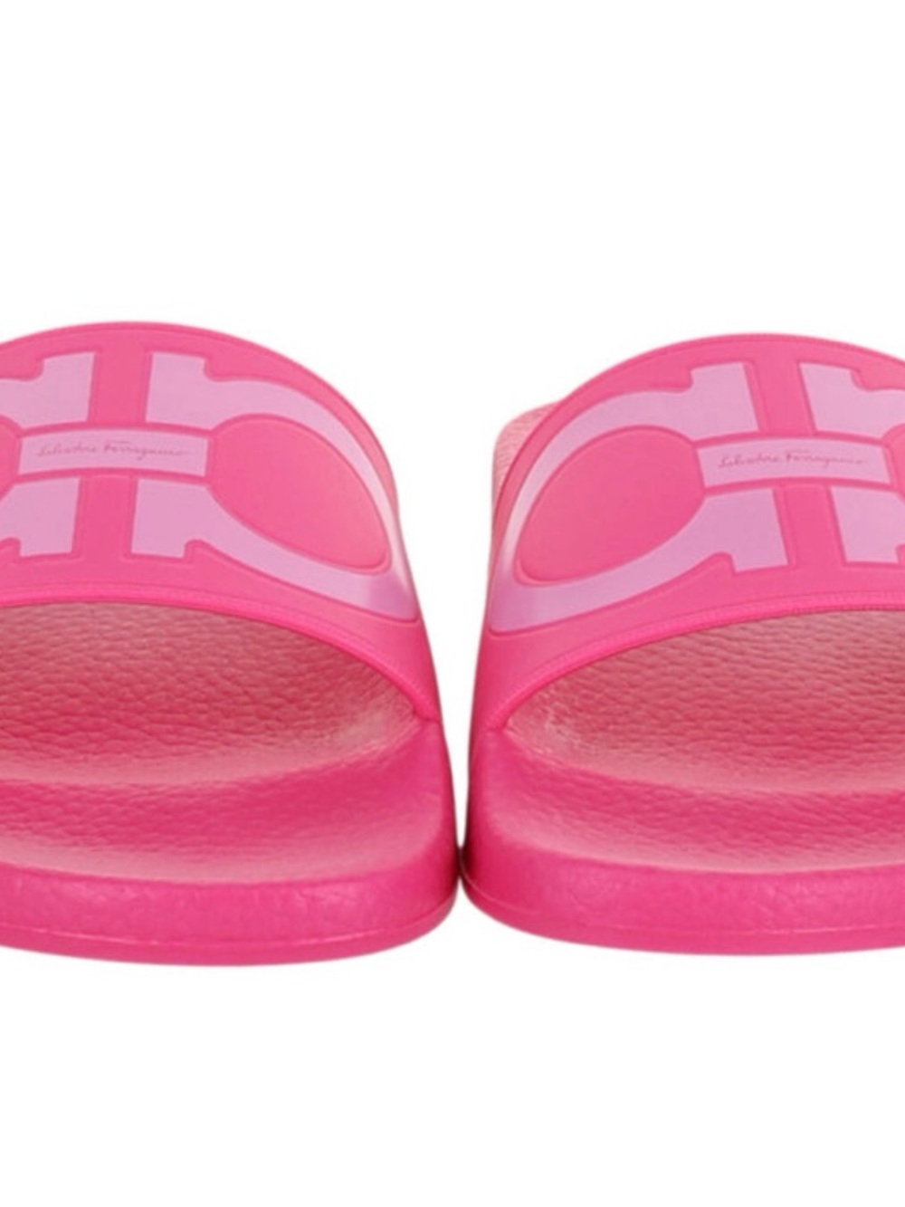 Salvatore Ferragamo Hot Pink Logo Slide Sandals